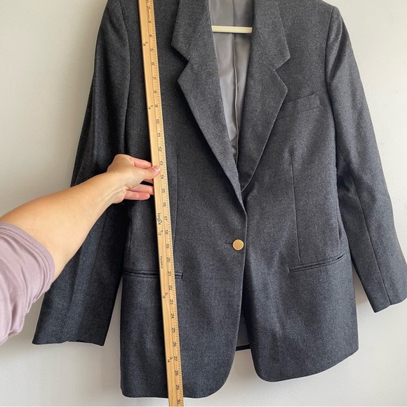 Brooks Brothers wool blazer women Sz 12 grey single button gold preppy old money - Picture 7 of 11